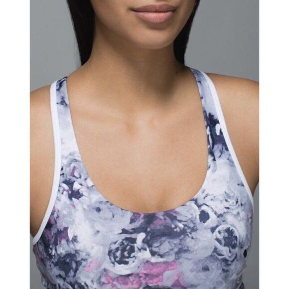 Lululemon Size 6 Crossback Tank Moody Mirage White Thin Straps Low Racer Back - Picture 7 of 12